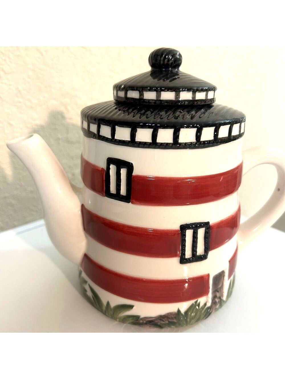 Patriotic Red White Blue Ceramic Teapot 8" Americana July 4th Kitchen Decor